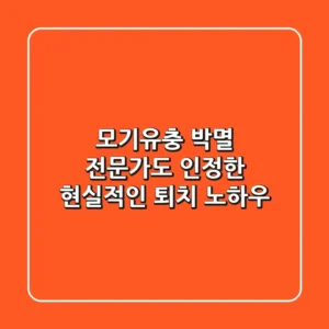 모기유충 박멸, 전문가도 인정한 현실적인 퇴치 노하우