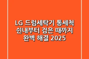 LG 드럼세탁기 통세척: 쉰내부터 검은 때까지 완벽 해결 2025