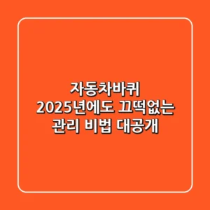 자동차바퀴, 2025년에도 끄떡없는 관리 비법 대공개!
