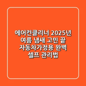 에어컨클리너, 2025년 여름 냄새 고민 끝! 자동차/가정용 완벽 셀프 관리법