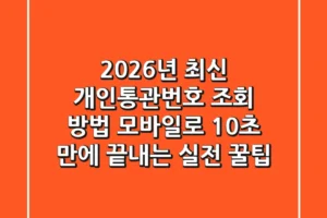 2026년 최신! 개인통관번호 조회 방법, 모바일로 10초 만에 끝내는 실전 꿀팁